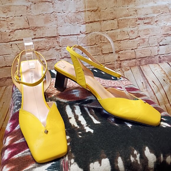 Tiannia Barnes Yellow Hope Ankle Strap Heels Size 11/42 - Picture 2 of 7